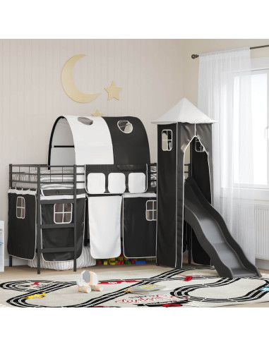 Struttura del letto loft per bambini Nero 74,5 x 190 cm Metallo