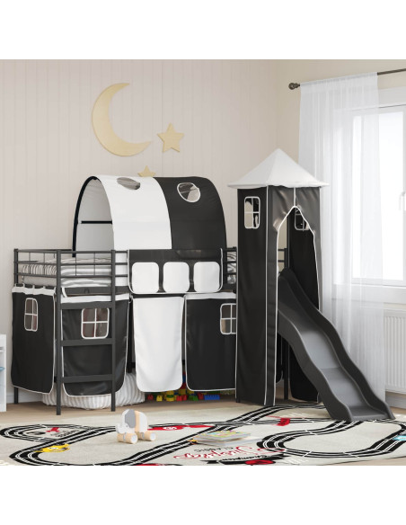 Struttura del letto loft per bambini Nero 74,5 x 190 cm Metallo