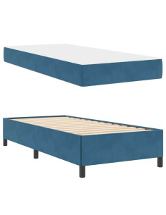 Struttura del letto con materasso Blu Scuro 80 x 200 cm Tessuto
