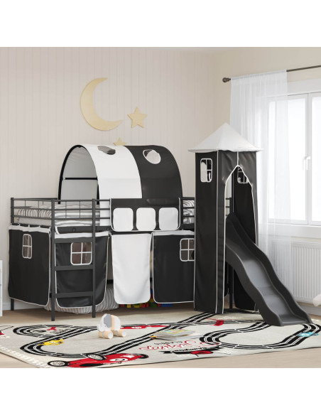 Struttura del letto loft per bambini Nero 99,5 x 200 cm Metallo