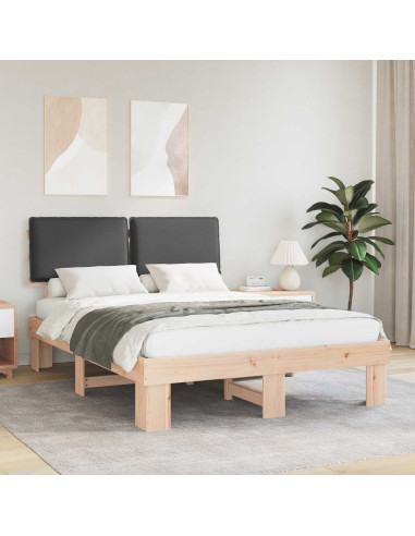 Letto con Testiera Rivestita Grigio scuro 135 x 190 cm