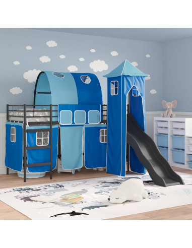 Struttura del letto loft per bambini Nero e Blu 74,5 x 190 cm