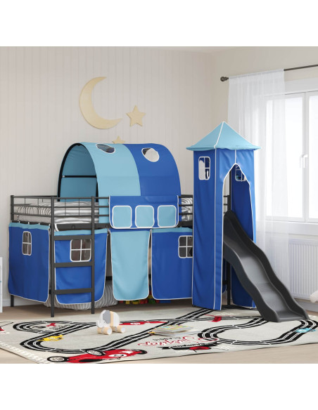 Struttura del letto loft per bambini Nero e Blu 79,5 x 200 cm