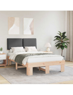 Letto con Testiera Rivestita Grigio scuro 120 x 190 cm