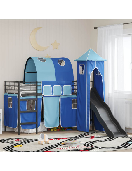 Struttura del letto loft per bambini Nero e Blu 99,5 x 190 cm