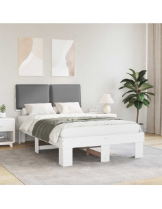 Letto con Testiera Rivestita Grigio chiaro 120 x 190 cm