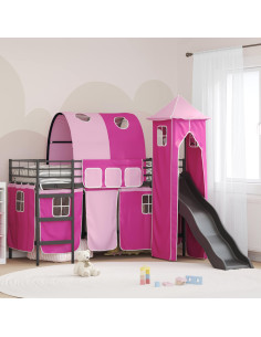 Struttura del letto loft per bambini Nero e rosa 74,5 x 190 cm