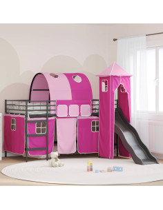 Struttura del letto loft per bambini Nero e rosa 107 x 200 cm