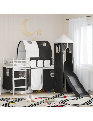 Struttura del letto loft per bambini Bianco e Nero 90 x 190 cm