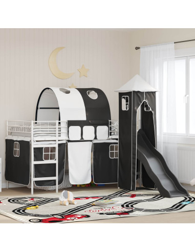 Struttura del letto loft per bambini Bianco e Nero 90 x 200 cm