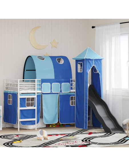 Struttura del letto loft per bambini Bianco e Blu 90 x 190 cm