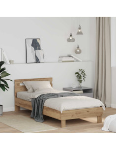 Struttura del letto con testiera Rovere artigianale 75 x 190 cm