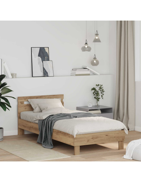 Struttura del letto con testiera Rovere artigianale 75 x 190 cm