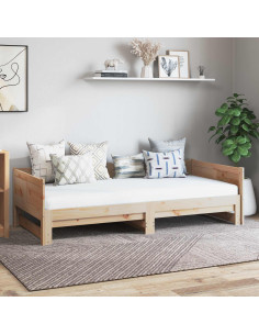 Letto Giorno Estraibile Naturale 180 x 200 cm Pino massello