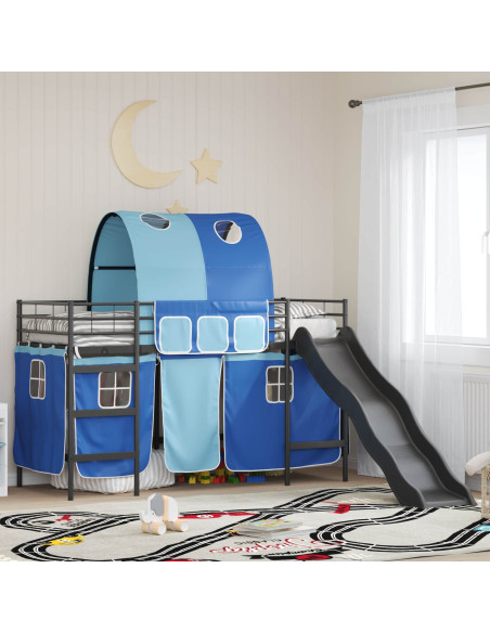 Struttura del letto loft per bambini Nero e Blu 74,5 x 190 cm