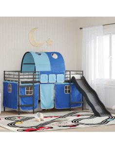 Struttura del letto loft per bambini Nero e Blu 79,5 x 200 cm