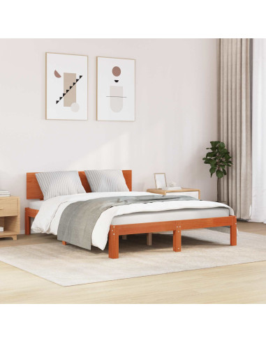 Struttura del letto Marrone cerato 140 x 190 cm Pino massello