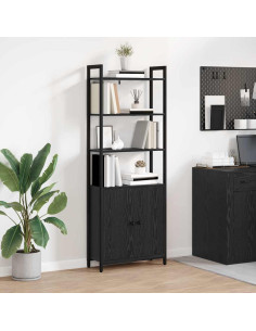 Armadio per Libri Rovere Nero 60 x 24 x 161 cm