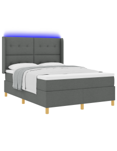 Letto a molle con materasso Grigio 140 x 190 cm Tessuto