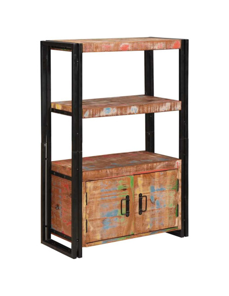 Libreria con Porte Marrone Legno Recuperato Massello e Metallo