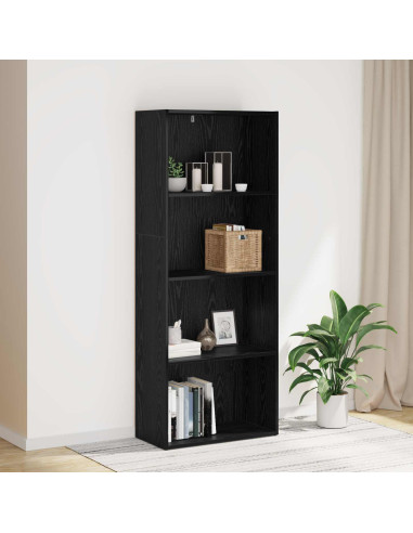 Scaffale Autoportante Rovere Nero 60 x 30 x 151,5 cm