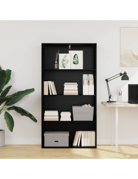 Scaffale Autoportante Rovere Nero 80 x 30 x 152 cm