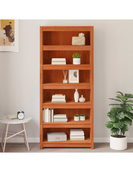 Armadio per Libri Marrone cerato 80 x 35 x 183 cm Pino massello