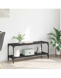 Mobile TV Rovere Nero 100x33x41cm Legno ingegnerizzato e ferro