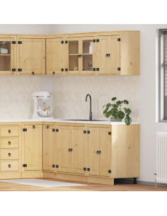 Armadietto con lo scaffale con porta 4 pcs Miele Pino massello