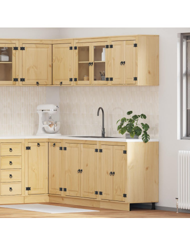 Armadietto con lo scaffale con porta 4 pcs Miele Pino massello