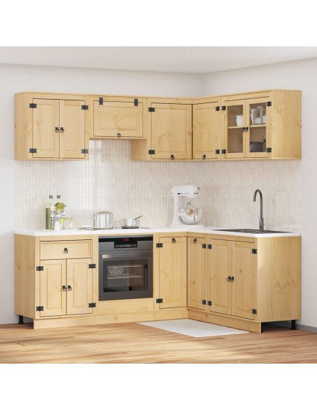 Armadietto con lo scaffale con porta 8 pcs Miele Pino massello