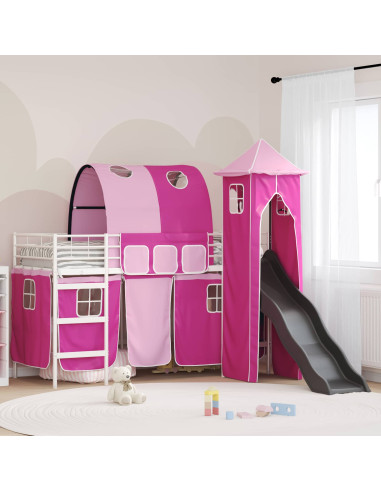 Struttura del letto loft per bambini Bianco e Rosa 90 x 190 cm