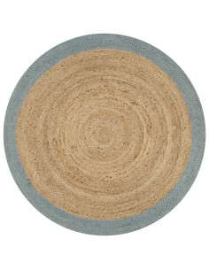 Tappeto Lavorato a Mano in Juta con Bordo Verde Oliva 90 cm 2