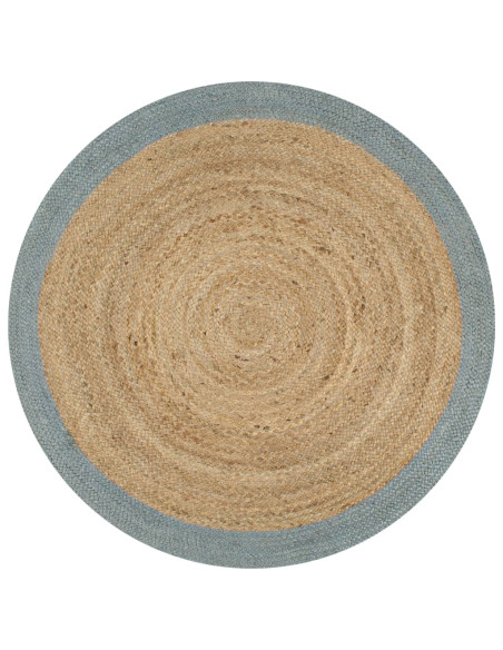 Tappeto Lavorato a Mano in Juta con Bordo Verde Oliva 90 cm