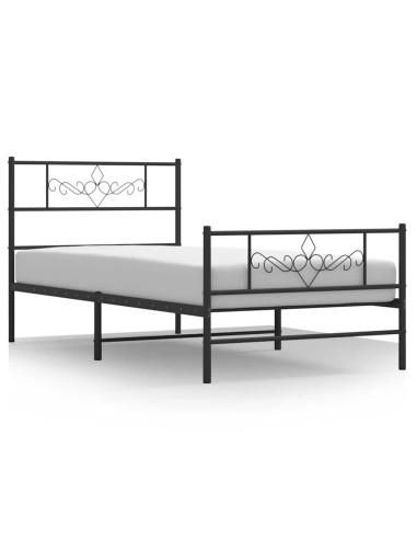 Giroletto con Testiera e Pediera Metallo Nero 100x200 cm