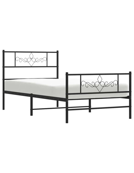 Giroletto con Testiera e Pediera Metallo Nero 100x200 cm