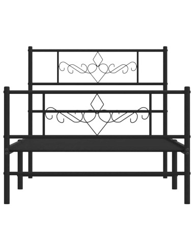 Giroletto con Testiera e Pediera Metallo Nero 100x200 cm