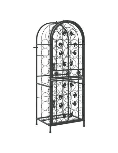 Portavini da 41 Bottiglie Nero 45x36x120cm in Ferro Battuto