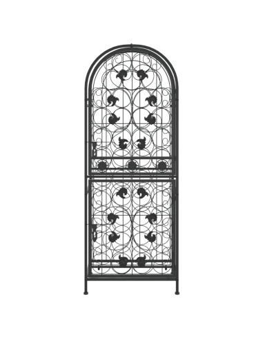 Portavini da 41 Bottiglie Nero 45x36x120cm in Ferro Battuto