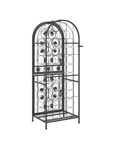 Portavini da 41 Bottiglie Nero 45x36x120cm in Ferro Battuto