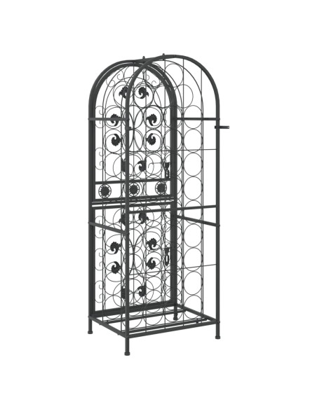 Portavini da 41 Bottiglie Nero 45x36x120cm in Ferro Battuto
