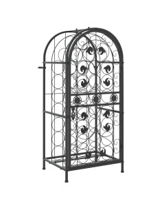 Portavini da 33 Bottiglie Nero 45x36x100cm in Ferro Battuto