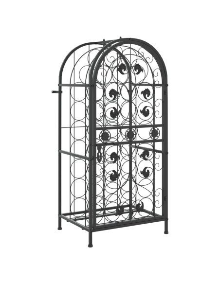 Portavini da 33 Bottiglie Nero 45x36x100cm in Ferro Battuto