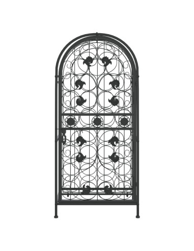 Portavini da 33 Bottiglie Nero 45x36x100cm in Ferro Battuto