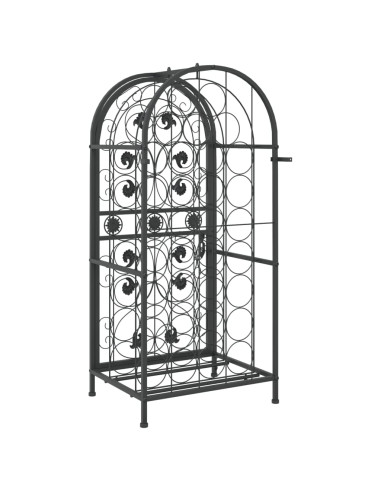 Portavini da 33 Bottiglie Nero 45x36x100cm in Ferro Battuto