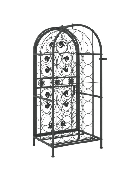Portavini da 33 Bottiglie Nero 45x36x100cm in Ferro Battuto