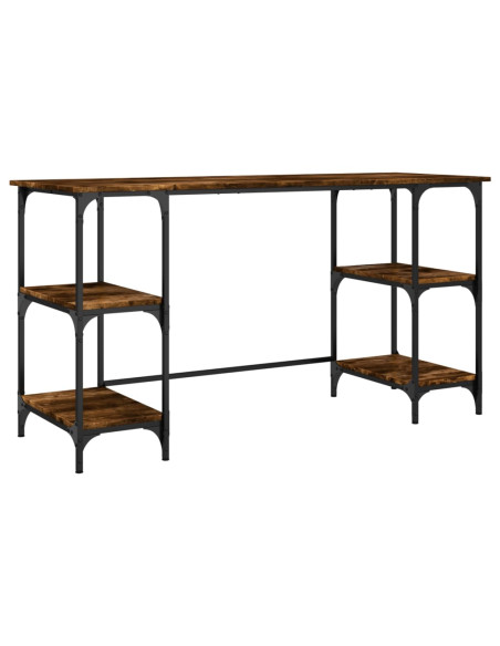 Scrivania Rovere Fumo 140x50x75 cm Metallo e Legno Multistrato