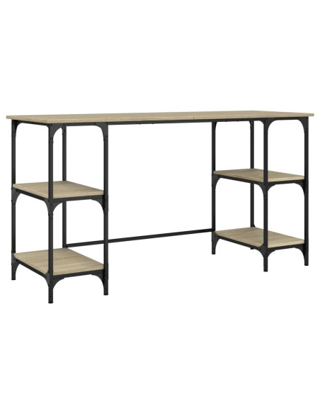 Scrivania Rovere Sonoma 140x50x75cm Metallo e Legno Multistrato