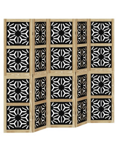 Divisorio Ambienti 5 Pannelli Marrone e nero Legno di Paulownia