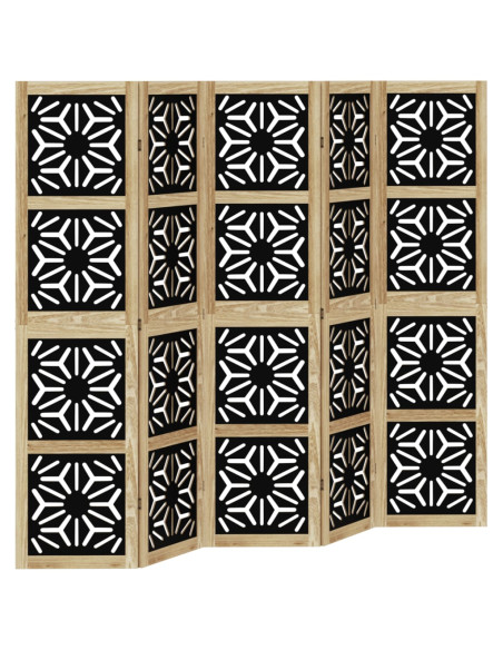 Divisorio Ambienti 5 Pannelli Marrone e nero Legno di Paulownia